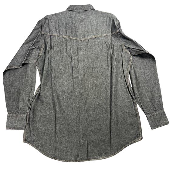 Vintage ELY Cattleman Black Denim Pearl Button Snap Western Shirt XL TALL NWT - Picture 5 of 8